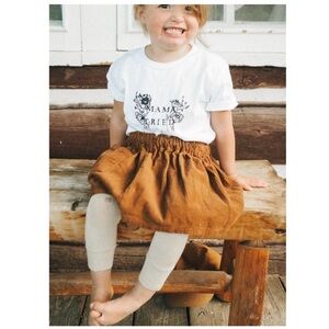 The Simple Folk Cowgirl Prairie Cotton Corduroy Pockets Skirt Rust Girls 8-9 Yrs